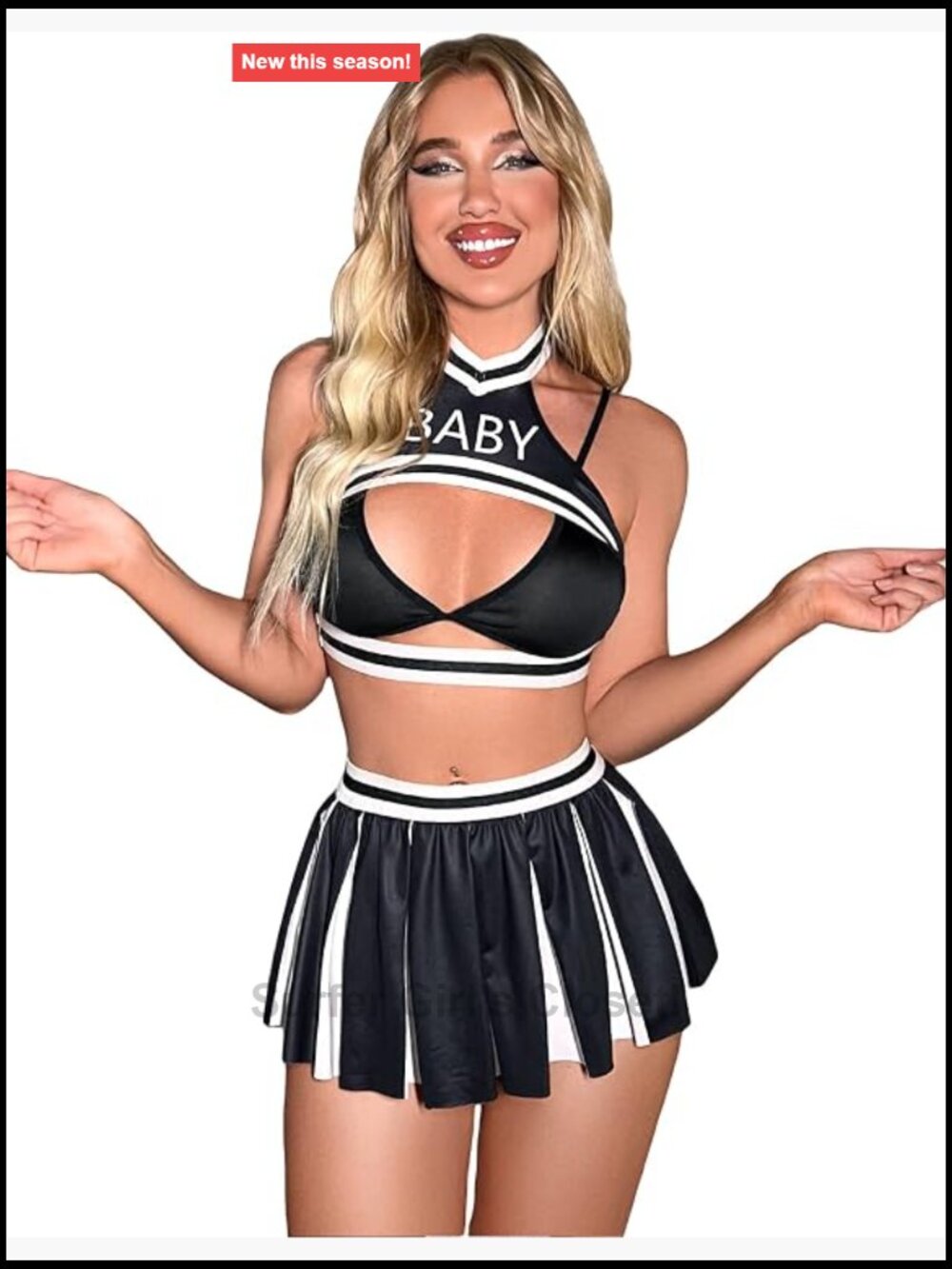 SOLY HUX 4 Piece Letter Print Cheerleader Cosplay Costume Set